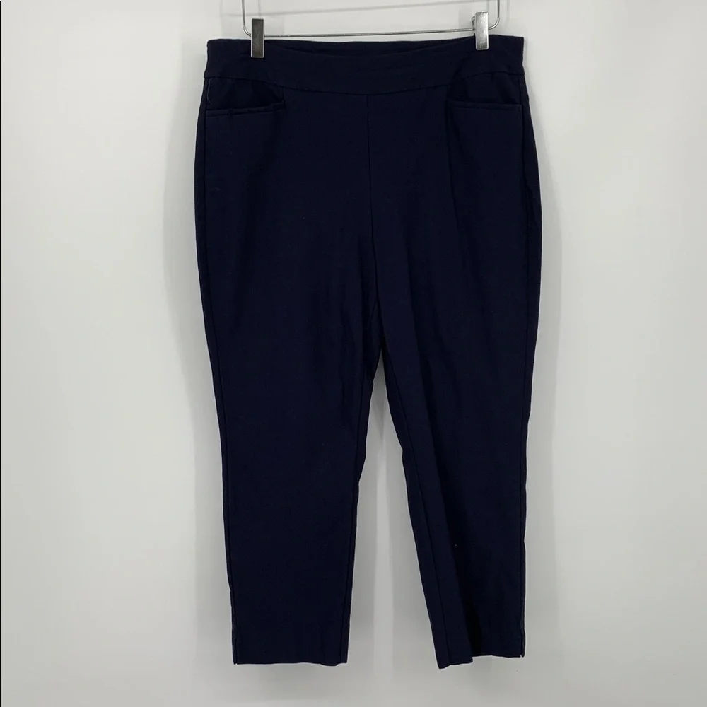 Chicos pull-on cropped pants navy blue stretch trousers women 2.5 14 Large